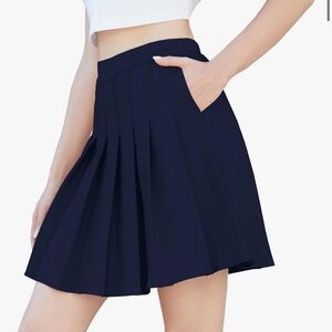 Navy Pleated Skirt